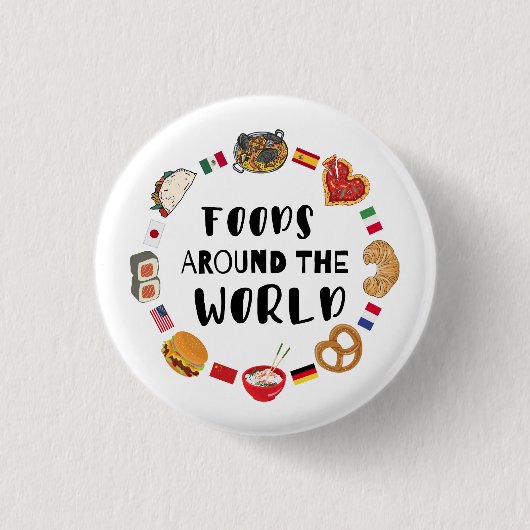 Voedsel over de hele wereld ronde button 3,2 cm (Voorkant)