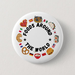 Voedsel over de hele wereld ronde button 5,7 cm