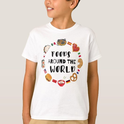 Voedsel over de hele wereld t-shirt (Voorkant)