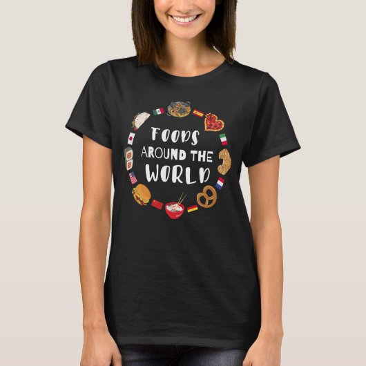 Voedsel over de hele wereld t-shirt (Voorkant)