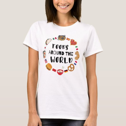 Voedsel over de hele wereld t-shirt (Voorkant)