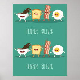 Voedsel, patroon, vrienden voor altijd, ei, koffie poster