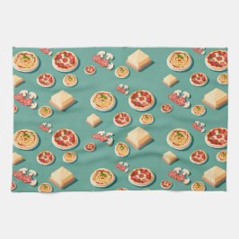 voedsel pictogrammen pizza pasta en kaas theedoek