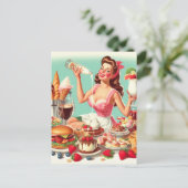  voedsel pin-up illustratie briefkaart (Staand voorkant)