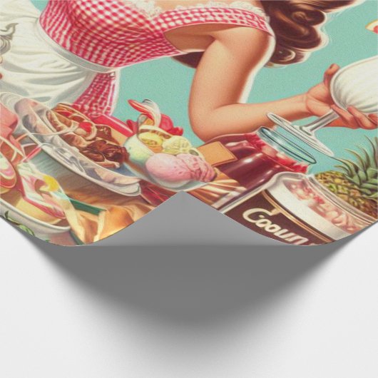  voedsel pin-up illustratie cadeaupapier (Hoek)