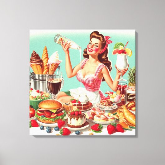  voedsel pin-up illustratie canvas afdruk (Voorkant)