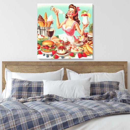  voedsel pin-up illustratie canvas afdruk (Insitu (Slaapkamer))