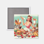  voedsel pin-up illustratie magneet (Voorkant / Achterkant)