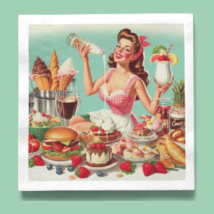  voedsel pin-up illustratie servet
