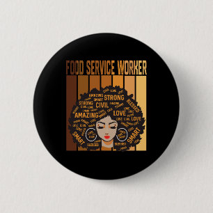 Voedsel Service Werknemer Afro Afrikaanse Vrouwen Ronde Button 5,7 Cm
