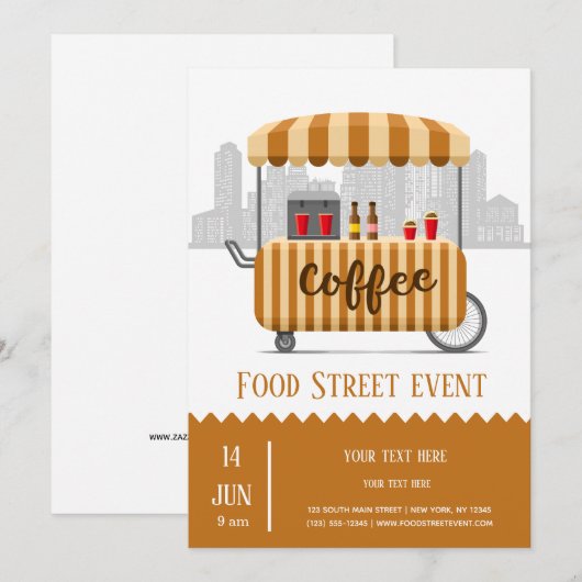 Voedsel straatkoffie kaart (Voorkant / Achterkant)