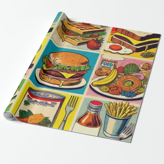 voedsel stripverhaal cadeaupapier (Uitgerold)