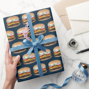 Voedsel thema kaas BBQ gegrilde hamburger foodie Cadeaupapier