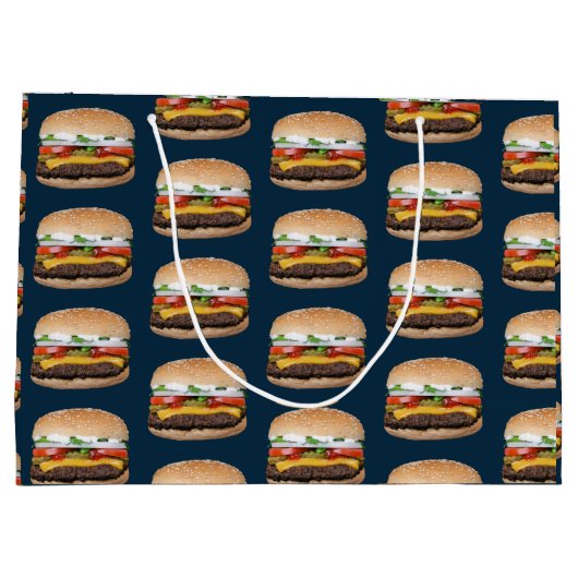 Voedsel thema kaas BBQ gegrilde hamburger foodie Groot Cadeauzakje (Achterkant)