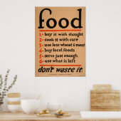 Voedsel, verspil het geen braakposter poster (Keuken)