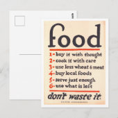"Voedsel: Verspil het niet" Oorlog Poster Briefkaa Briefkaart (Voorkant / Achterkant)