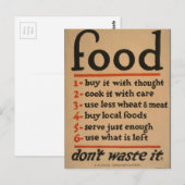 Voedsel, verspil het niet -  oorlogsPoster Briefkaart (Voorkant / Achterkant)