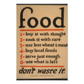 Voedsel, verspil het niet -  oorlogsPoster Foto Afdruk (Voorkant)