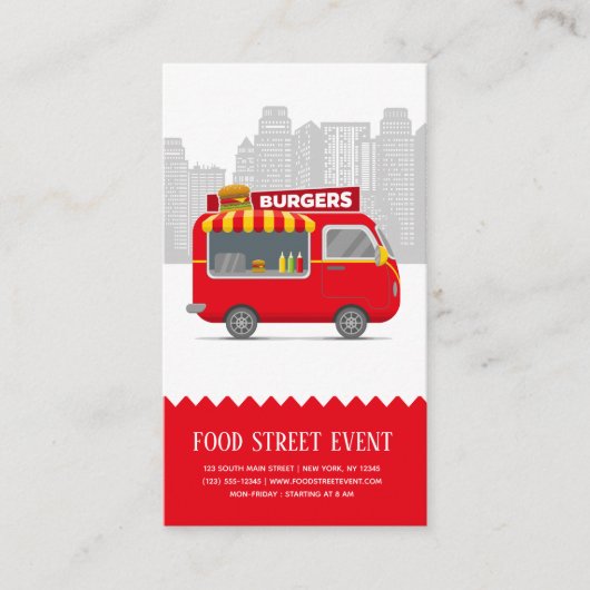 Voedsel vrachtwagen hamburgers visitekaartje (Voorkant)