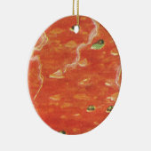  voedsel, warme Bowl van tomatensoep met erwten Keramisch Ornament (Rechts)