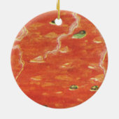  voedsel, warme Bowl van tomatensoep met erwten Keramisch Ornament (Achterkant)