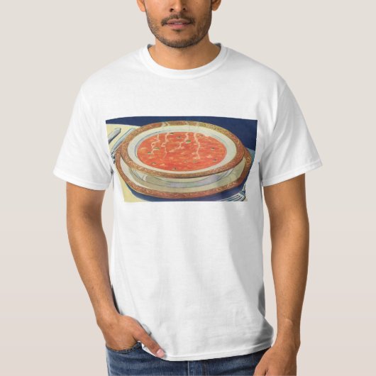  voedsel, warme Bowl van tomatensoep met erwten T-shirt (Voorkant)