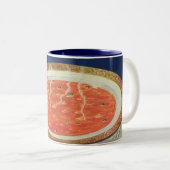 voedsel, warme Bowl van tomatensoep met erwten Tweekleurige Koffiemok (Voorkant rechts)