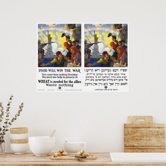 Voedsel zal de oorlog winnen - Eng & Yiddish - 191 Poster (Keuken)