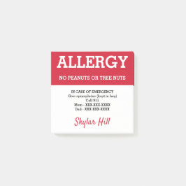 Voedselallergie Alert Gepersonaliseerd Noodcontact Post-it® Notes