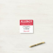 Voedselallergie Alert Gepersonaliseerd Noodcontact Post-it® Notes (Op bureau)