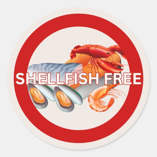 Voedselallergie Alert Schelpdieren Gratis Classic Ronde Sticker (Voorkant)