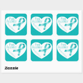 Voedselallergie Awareness Blauwgroen Lint Hart Vierkante Sticker (Vel)