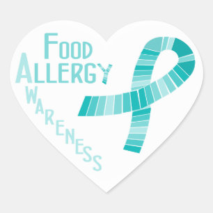 Voedselallergie Awareness Hart Blauwgroen Lint Sticker