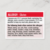 Voedselallergie: een allergene restaurantkaart visitekaartje (Voorkant)