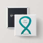 Voedselallergie - Groen lint - aangepaste kunstfot Vierkante Button 5,1 Cm (Voorkant /achterkant)