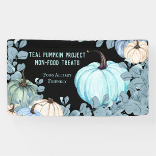 Voedselallergie Vriendelijk Teal Pompoen Zwarte Ac Spandoek