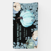 Voedselallergie Vriendelijke Teal Pompoen Zwarte A Spandoek (Verticaal)