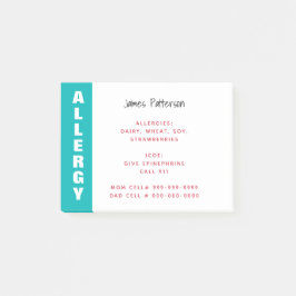 Voedselallergie Waarschuwing Gepersonaliseerd Teal Post-it® Notes