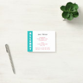 Voedselallergie Waarschuwing Gepersonaliseerd Teal Post-it® Notes (Kantoor)
