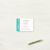 Voedselallergie Waarschuwing Gepersonaliseerd Teal Post-it® Notes (Op bureau)