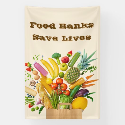Voedselbanken redden levens spandoek (Verticaal)