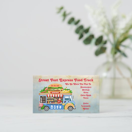 Voedselbestelwagen/Vrachtwagen Visitekaartje (Staand voorkant)