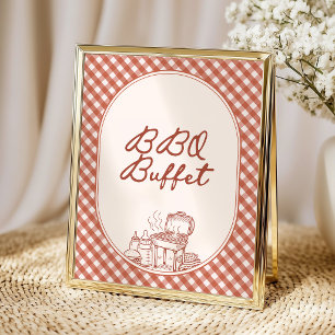 Voedselbuffet Baby Q BBQ koppels baby shower Poster