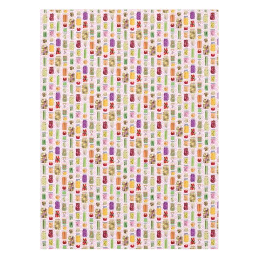 Voedselconservenpotten - Roze Tafelkleed (Voorkant)