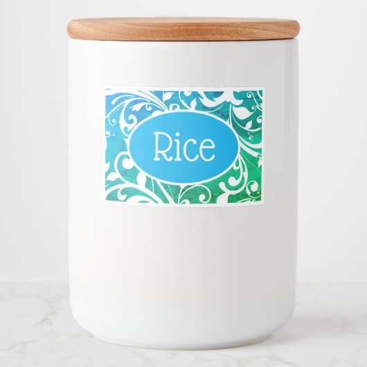 Voedselcontainer Label Scrolls-Rijst Etiket (Voorkant)