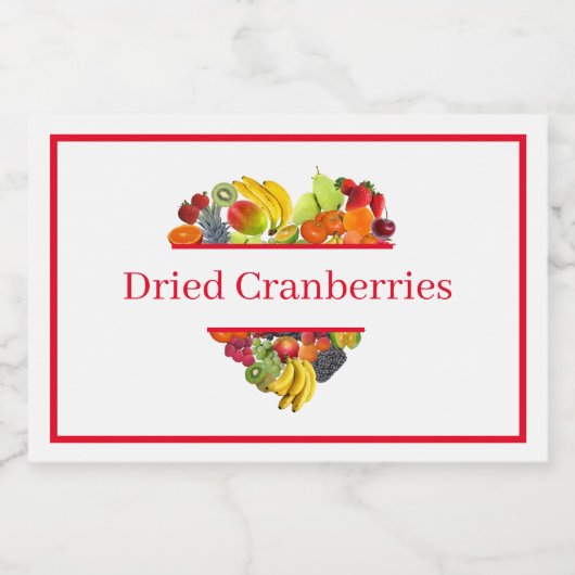 Voedselcontainerlabel Gedroogde Cranberries Voedselcontainer Etiket (Enkel label)