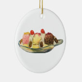  voedseldesserts, bananengespleten kersen keramisch ornament (Rechts)