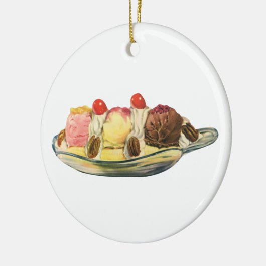  voedseldesserts, bananengespleten kersen keramisch ornament (Links)