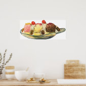  voedseldesserts, bananengespleten kersen poster (Keuken)