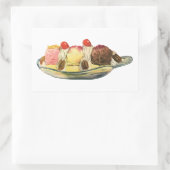 voedseldesserts, bananengespleten kersen rechthoekige sticker (Tas)